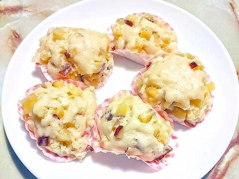 さつまいもがゴロゴロ!さつまいも蒸しパン♪